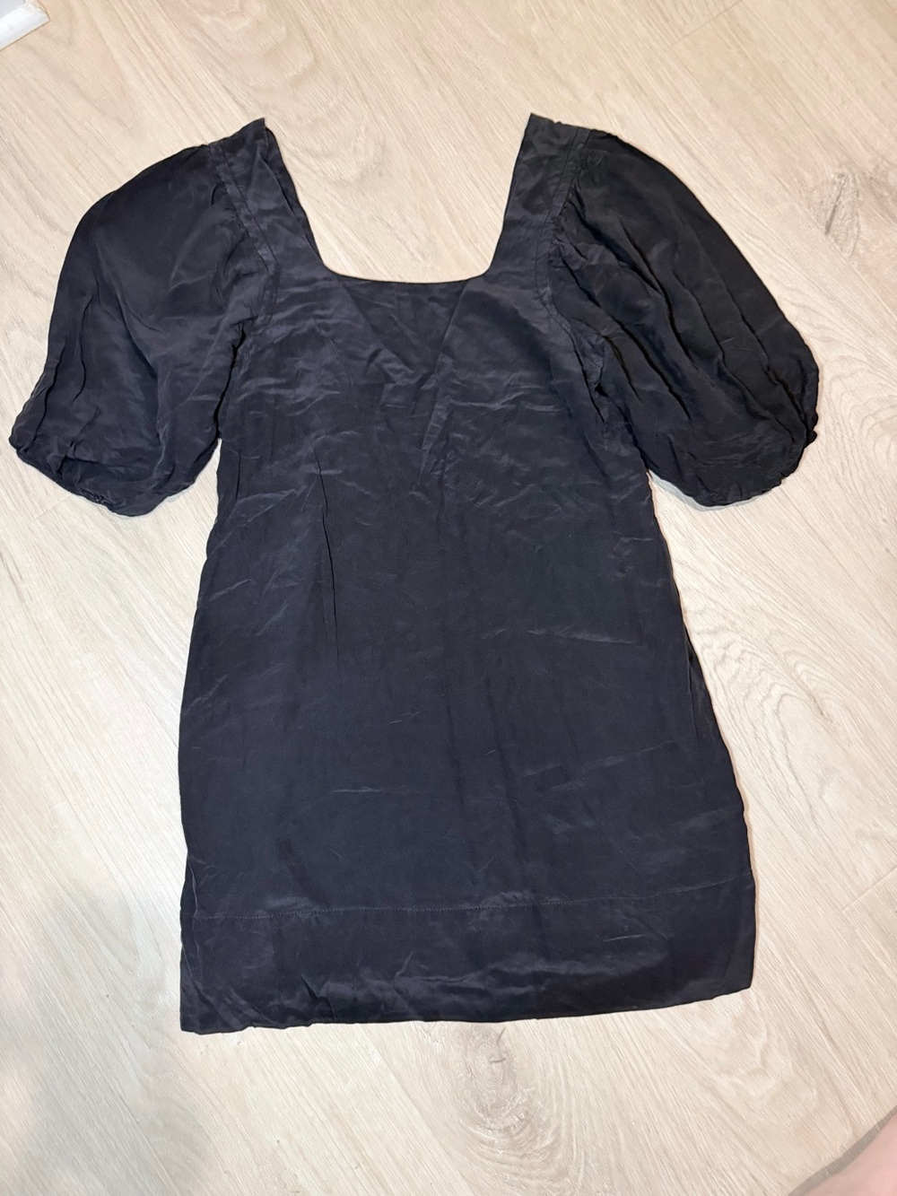 Express Black Puff-Sleeve Square-Neck Mini Dress